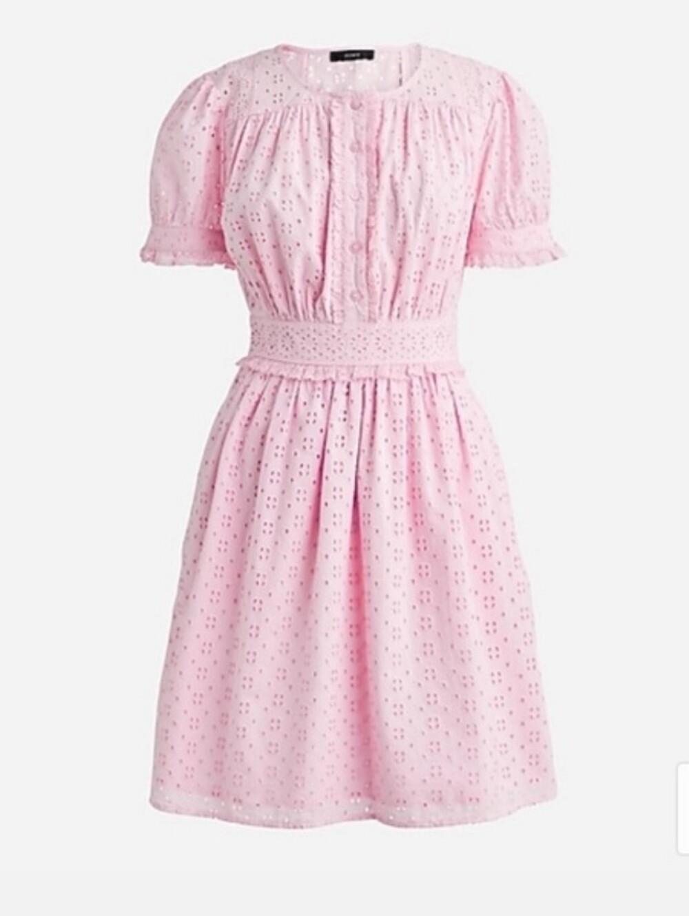 NEW J Crew Button Front Eyelet Dress Size 8 Pale Pink Lavender Cotton Pockets